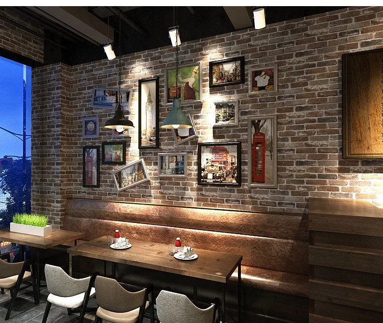 Retro American Style Imitation Brick Pattern Brick Wall Paper Coffee ...