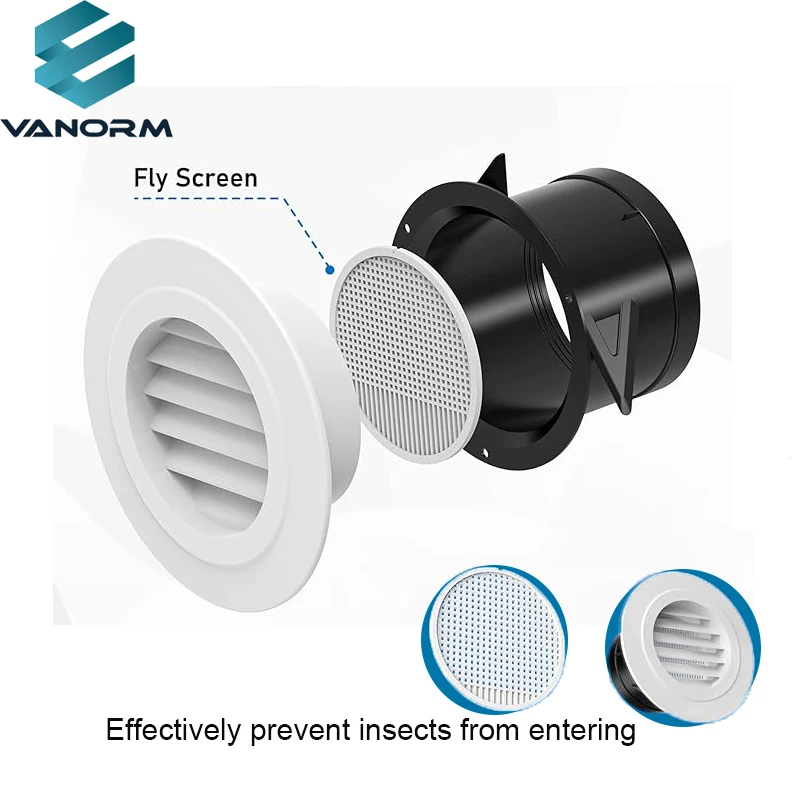 Round Vent Cover with Built-in Screen Mesh