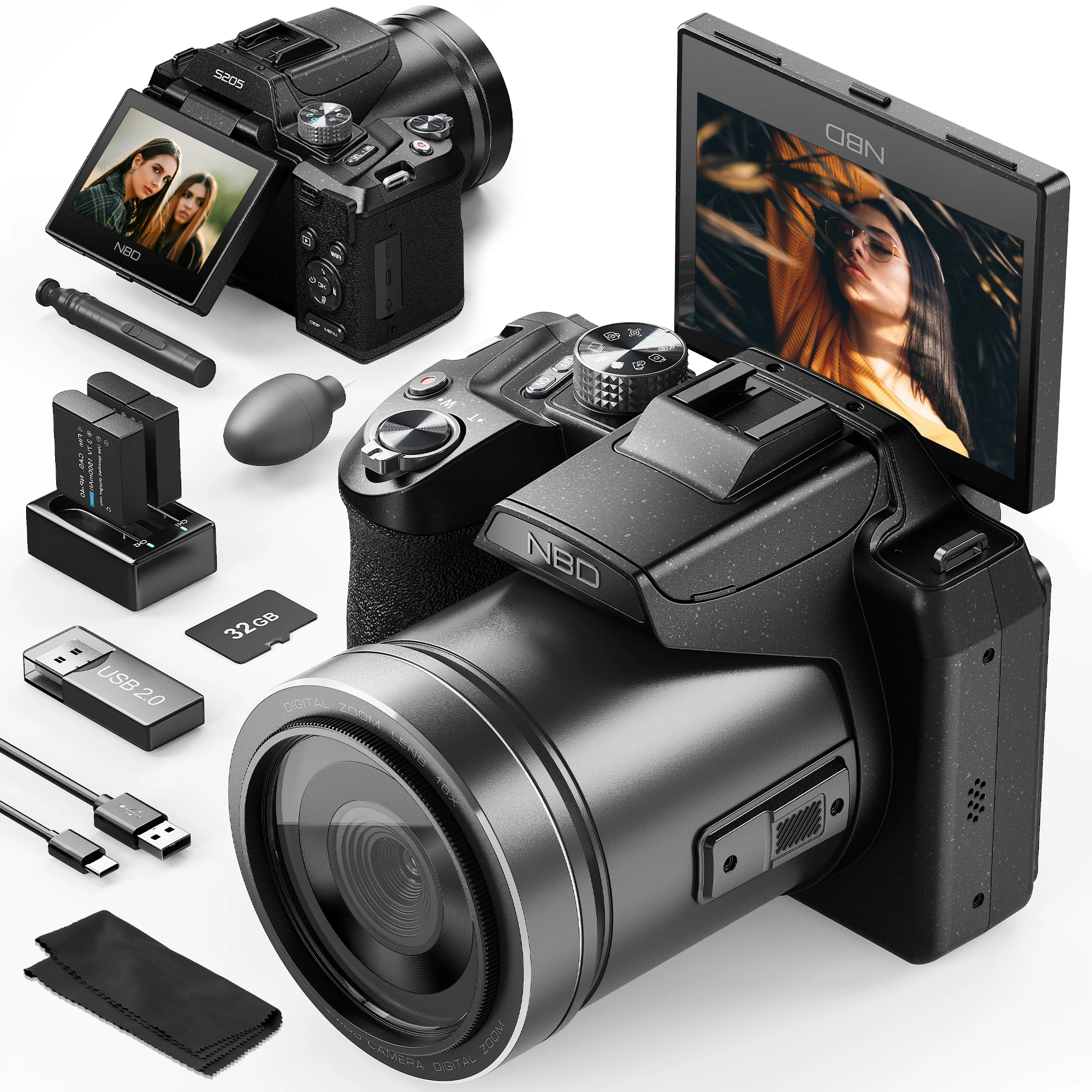 NBD Photo Camcorders S205D 64 Million Pixels Circular Recording DSRL Slow  Photography Professional Digital Camera