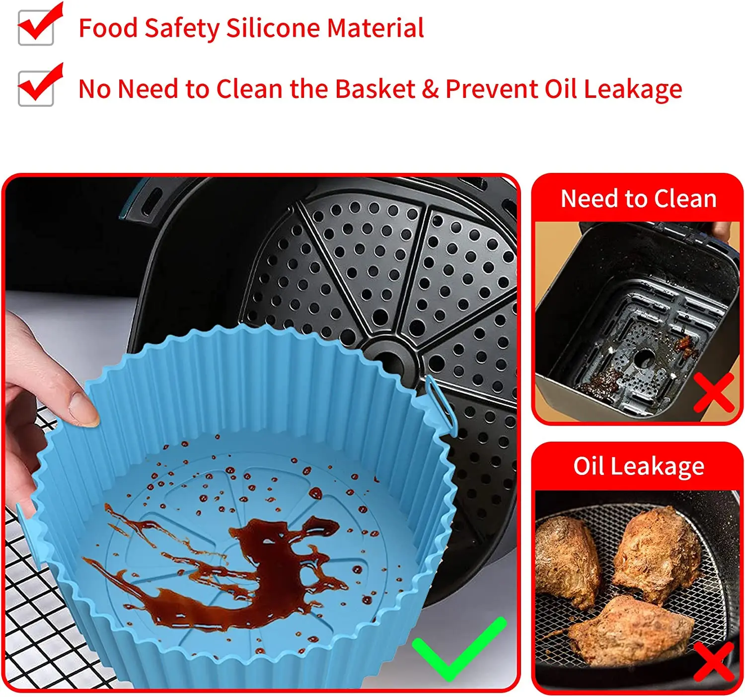 Top Selling Reusable Pot Air Fryer Baskets Silicone Liners Silicone Air ...