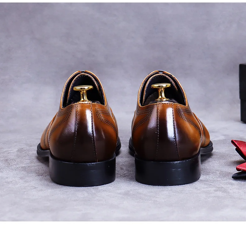 Genuine Leather Dress Shoes & Oxford Business Office Wedding Man Formal  Dress Shoes Men Casual Brand Handmade Leather Shoes