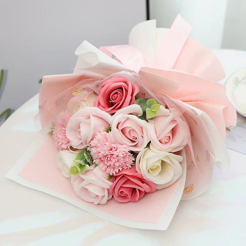 Carnation Soap Flower Simulation Rose Small Bouquet 38 Valentine's Day Creative Gift for Boyfriend and Girlfriend