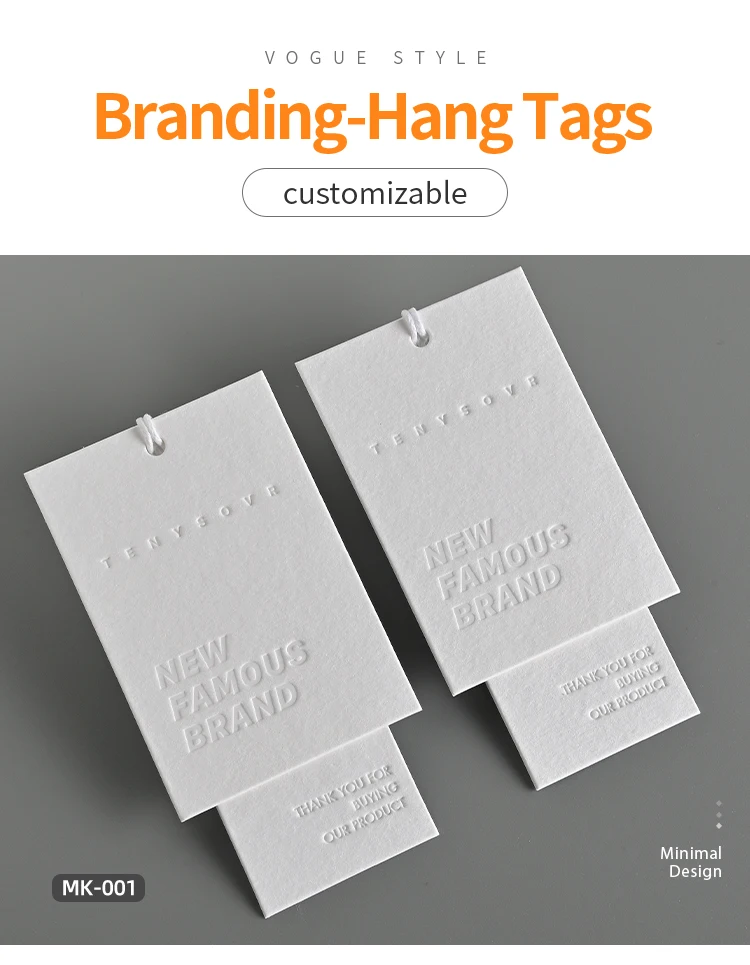 Custom Logo Embossed Matte Finishing Hot Stamping Luxury Hangtag Labels ...