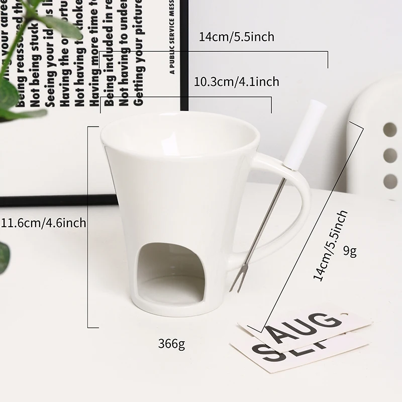 Personal Ceramic Porcelain Fondue Mug Porcelain Hot Chocolate Mug Cup with Heating Plate supplier