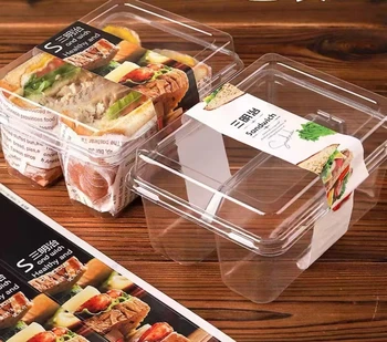 Wholesale Sandwich Pastry Box Two Compartments Plastic Transparent Packaging Box