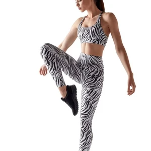 Women's Eco-Friendly Yoga Set: Recycled Snakeskin Print Activewear & High Waisted Leggings for Pilates, Gym, Body Sculpting