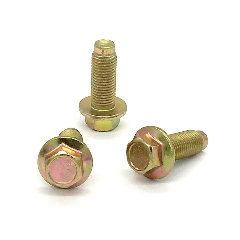 Yellow Zinc Coating Grade Automobile Safety Belt Step Fixing Screw Hex  Flange Bolts With Shoulder