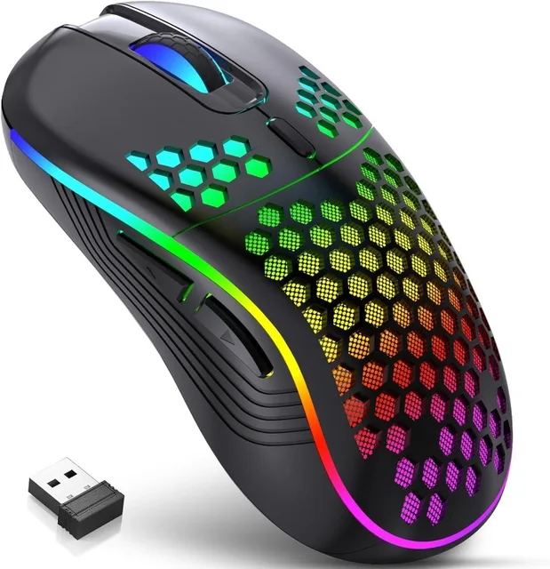 Wireless Gaming Mouse Rechargeable Computer Mouse Ergonomic Mice Honeycomb RGB Backlight 6D 7200DPI Wireless Gaming Mouse
