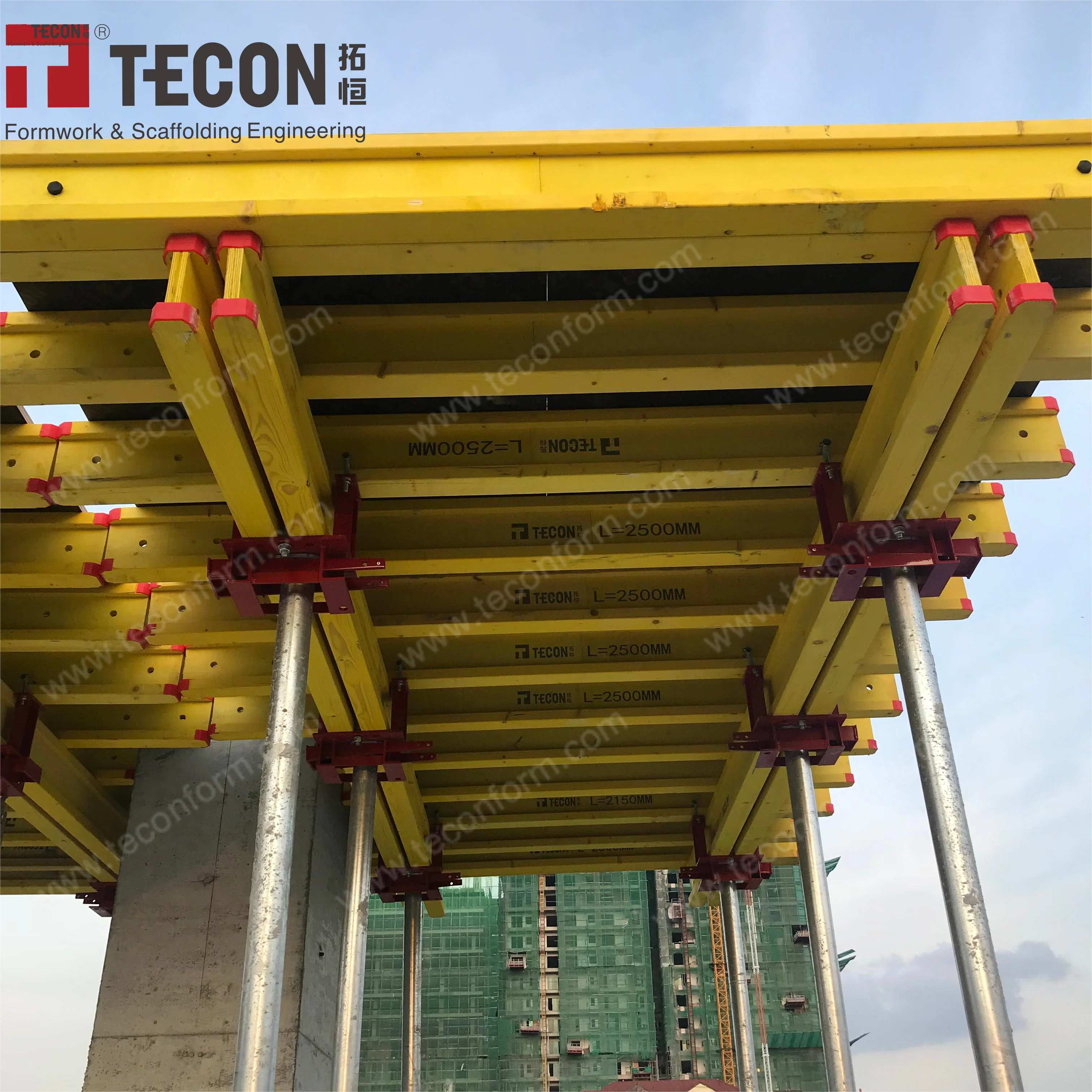 TECON Large Area Slab Flying Table Formwork System Timber Beam Doka Forms With Plywood for Concrete Construction