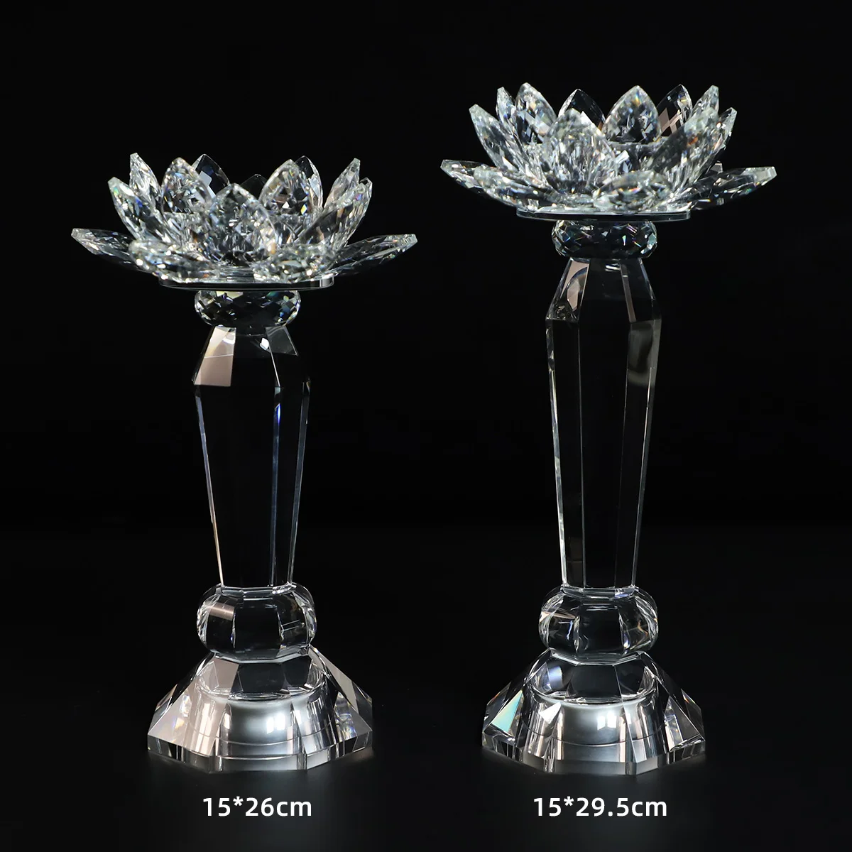 2 pcs custom electroplated crystal glass taper centerpiece candles holder