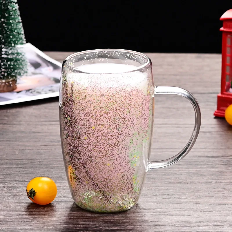 Dry Flower Cup ODM/OEM Manufacturers Custom LOGO High Borosilicate Double Wall Glass Cup with Dry Flower