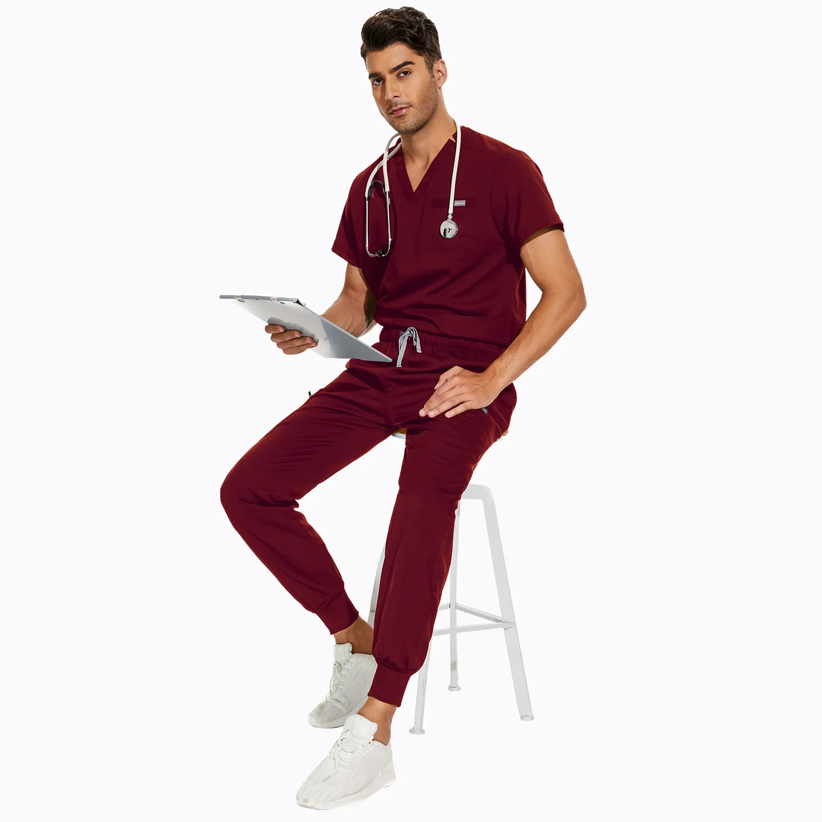 Luxury Navy Blue Medical Mens Nursing Uniforms Scrub Workers Men Joggers Scrubs Sets Uniforms Male and Female Scrub