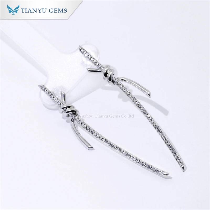 Tianyu Custom Lab Diamond HPHT Butterfly Stud Earrings Real Gold 14K 18K Sterling Silver Charming Diamonds Ear Stud