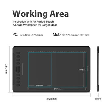 Alternative view of Huion H1161 Design Battery-free Tilt Function Other Computer Accessories Wireless Drawing Graphic Tablet