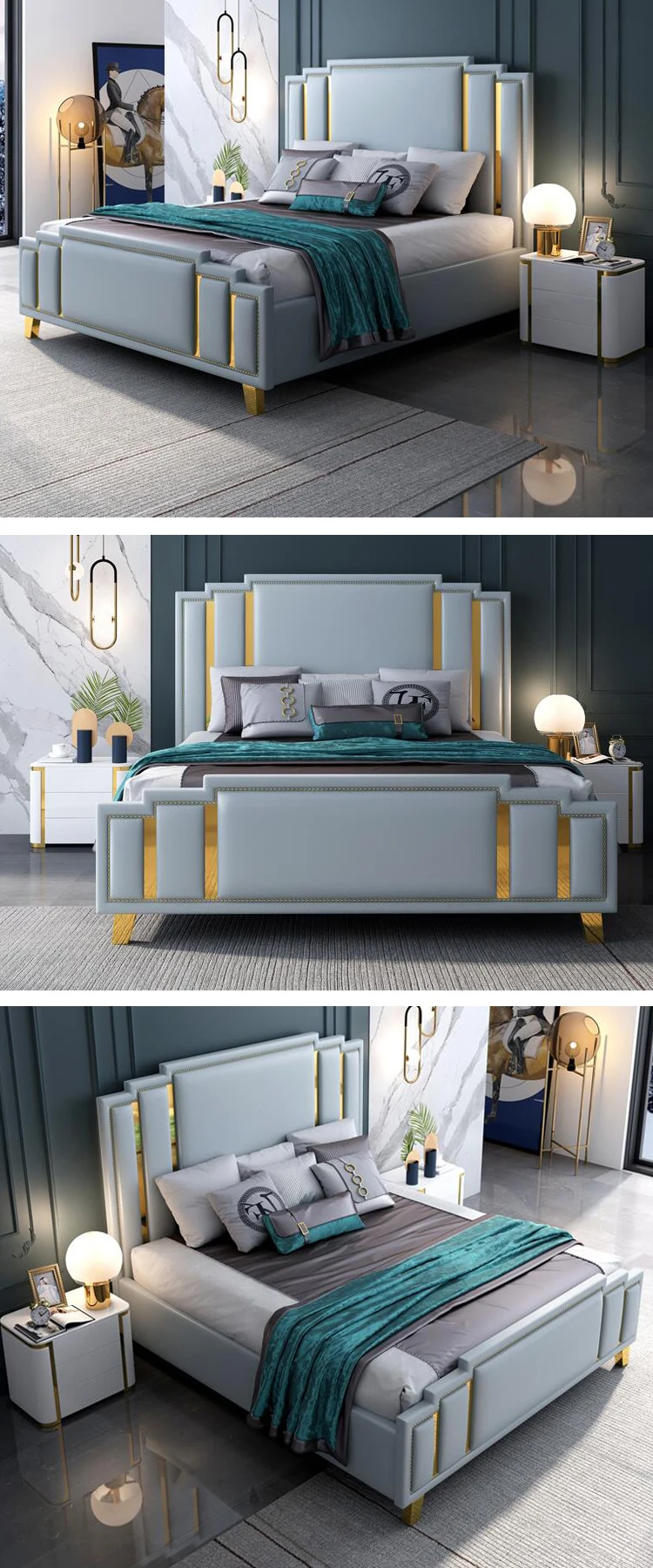 French Simple Style Elegant Bedroom Furniture Upholstered Light Luxury