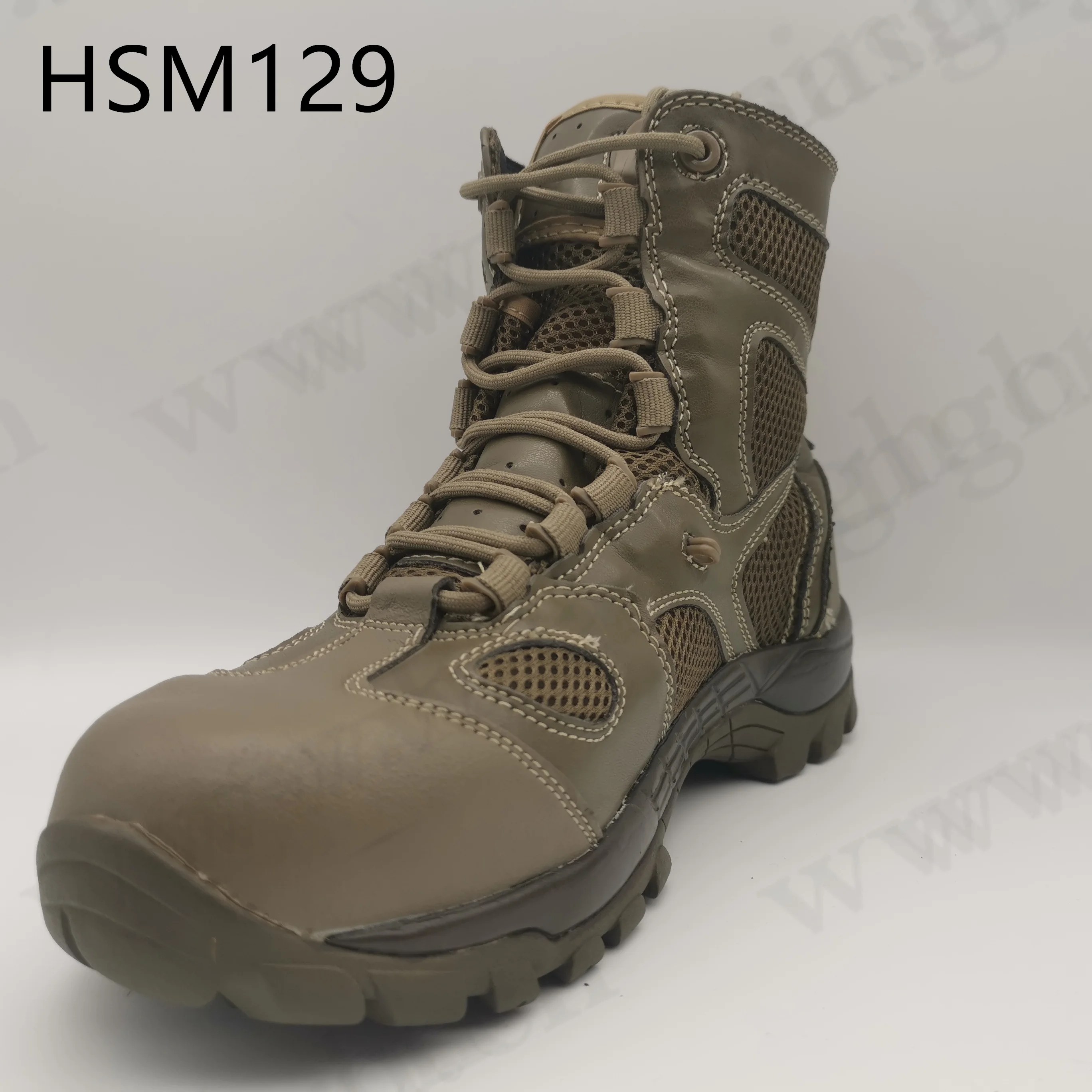 CMH,6 inch full grain leather+nylon fabric upper combat boots durable PU+rubber outsole tan tactical boots HSM129