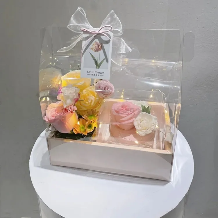 Luxury Floral Transparent Flower Cake Box Pvc Wedding Valentine's Day ...