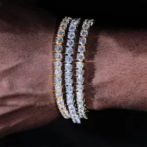 Good Quality Hip Hop Custom Jewelry 5mm 18k Gold Plated Full Bling Diamond Zircon Iced Out Tennis Bracelet