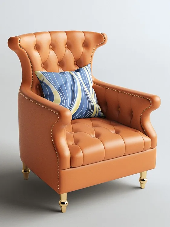 Modern Leisure Leather Single Seat Sofa Chair Luxury Hotel Home Living Room Relaxing