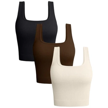 Custom Summer Sport Seamless Tank Top Woman Gym Fitness Sports Shoulder Straps Fitness Vest for Women