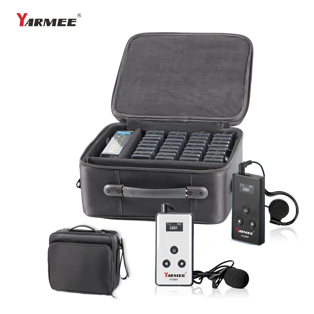YARMEE YT200 Handheld Wireless Whisper Radio System One Set with 2 Transmitters 30 Receivers for Tour Guide