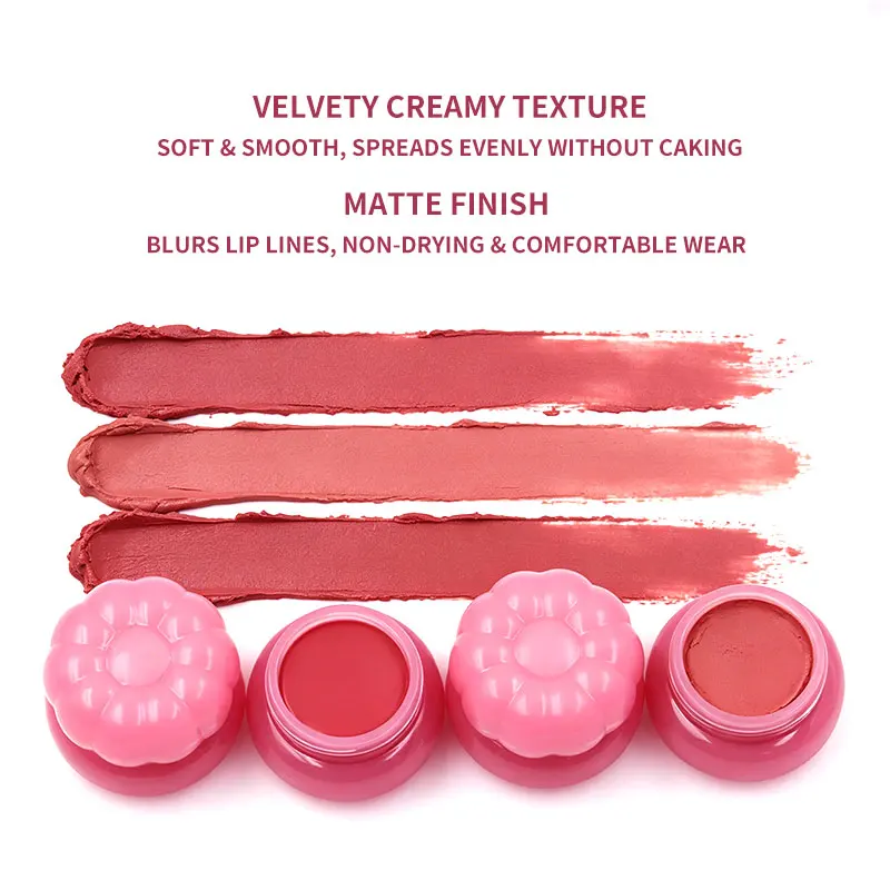 product private label flower shaped blush mud matte velvet long lasting waterproof cream blush custom logo wholesale makeup-4