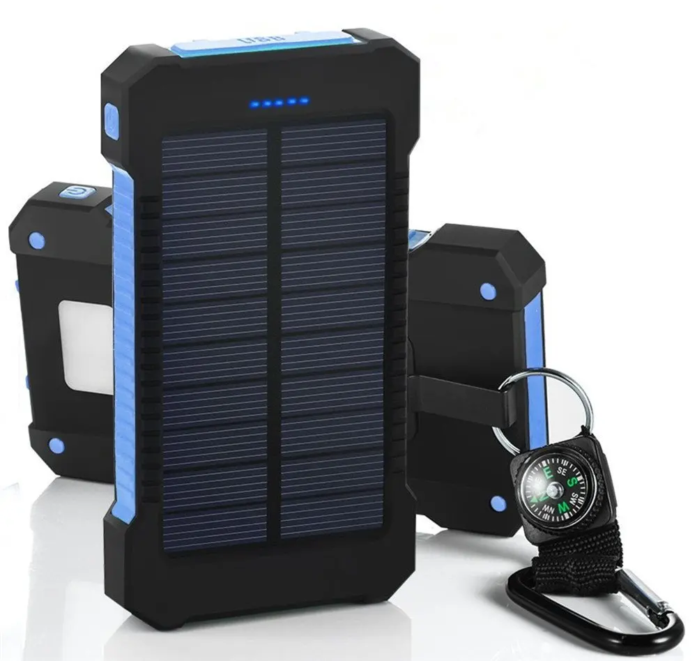 Waterproof Portable Battery Charger 10W Output Power Bank Solar Charging Micro USB Input Raw Material for External Bank