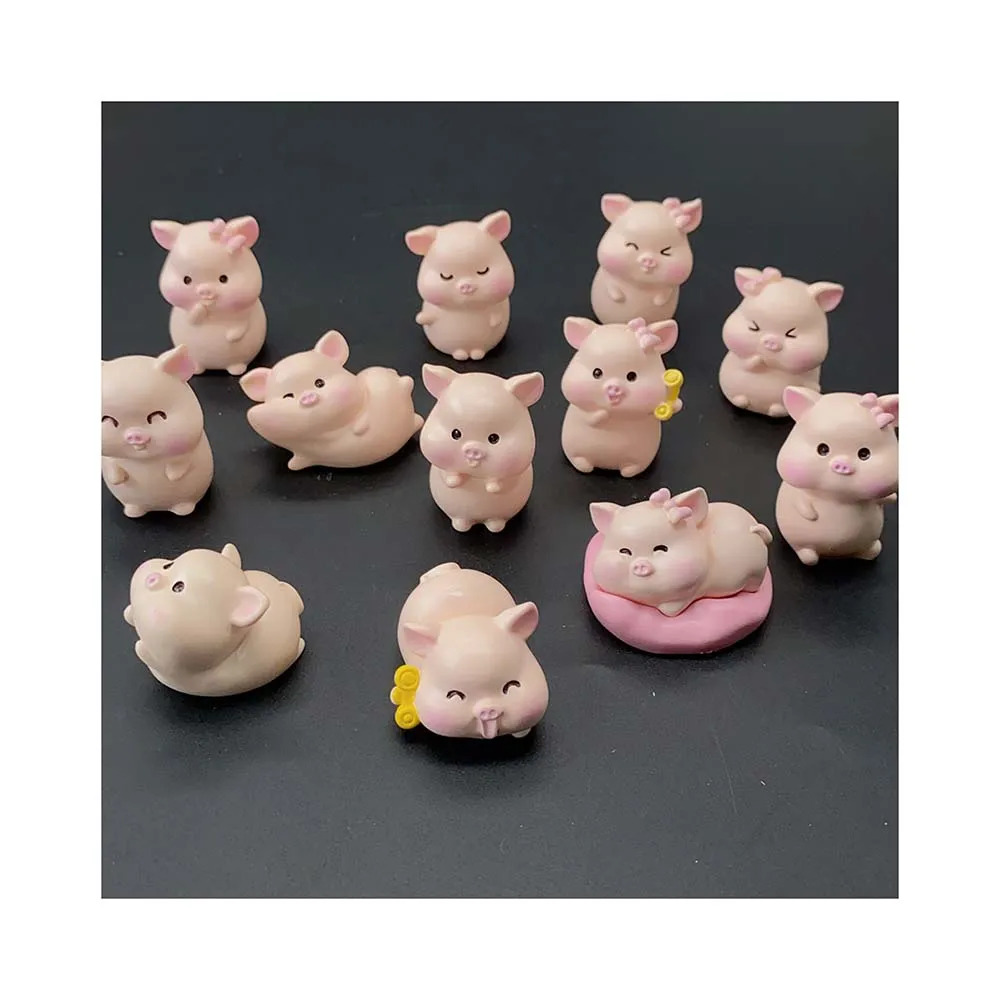 100 Pieces Kawaii Cartoon Pig Figurines - Resin Crafts Animals