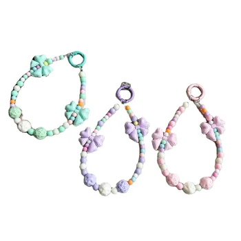 Candy Color Phone Chain Bow Beaded Bag Chain Water cup chain Car key Phone Strap Lanyard Bracelet Hanging Pendant