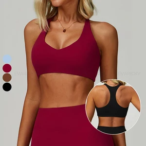 2026 Fitness Yoga Clothing Women Outdoor Running Yoga Crop Top Detachable Chest Pad Naked Quick-drying Sports Bra