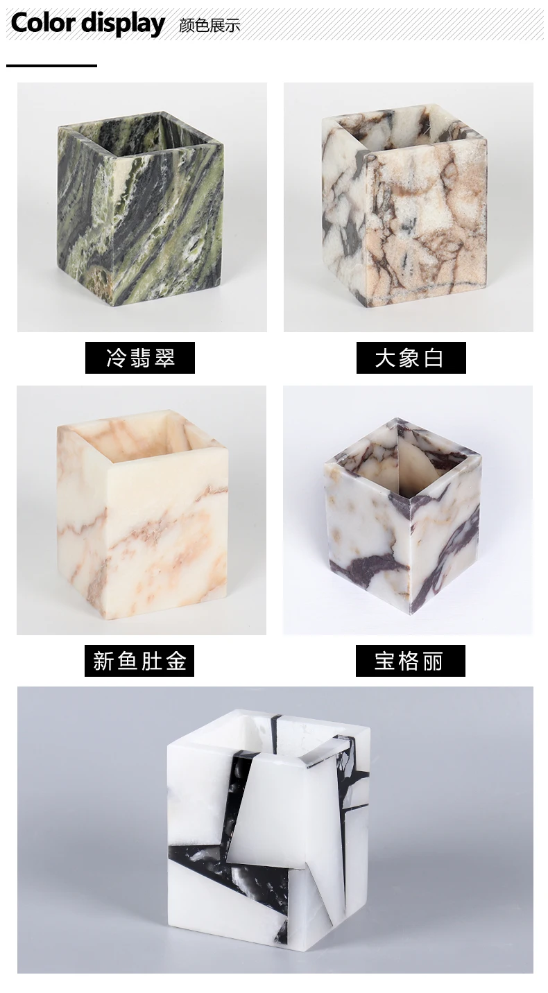 natural marble square empty candle holders