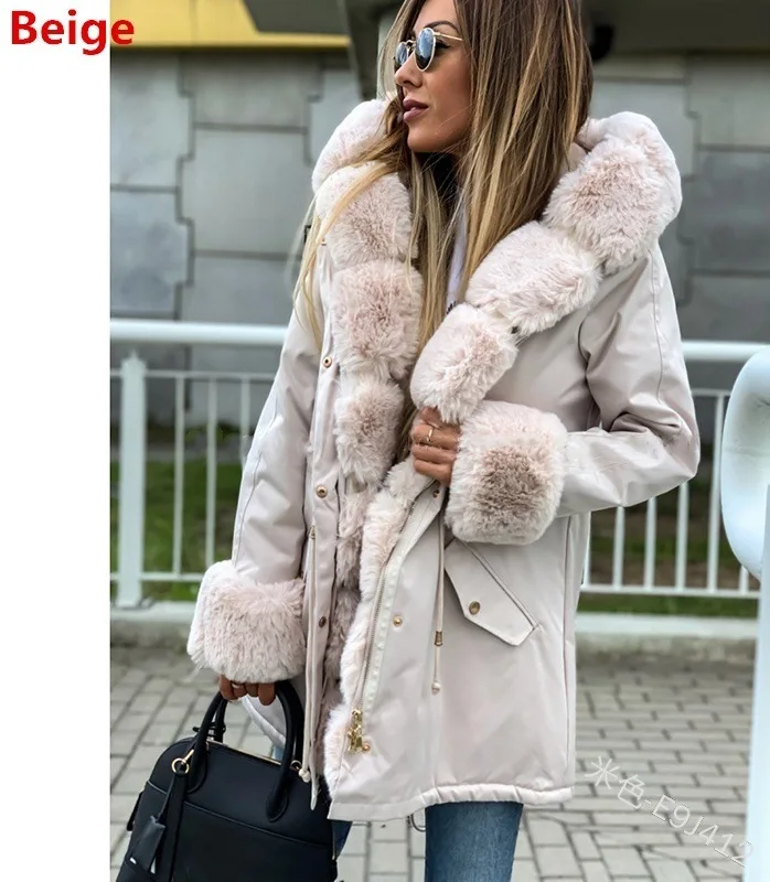 Hooded faux-fur coat - Women