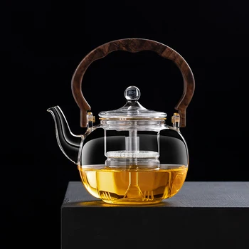 Large Capacity High Borosilicate Teapot Glass with Infuser Handle Transparent Water Kettle for Stovetop Use