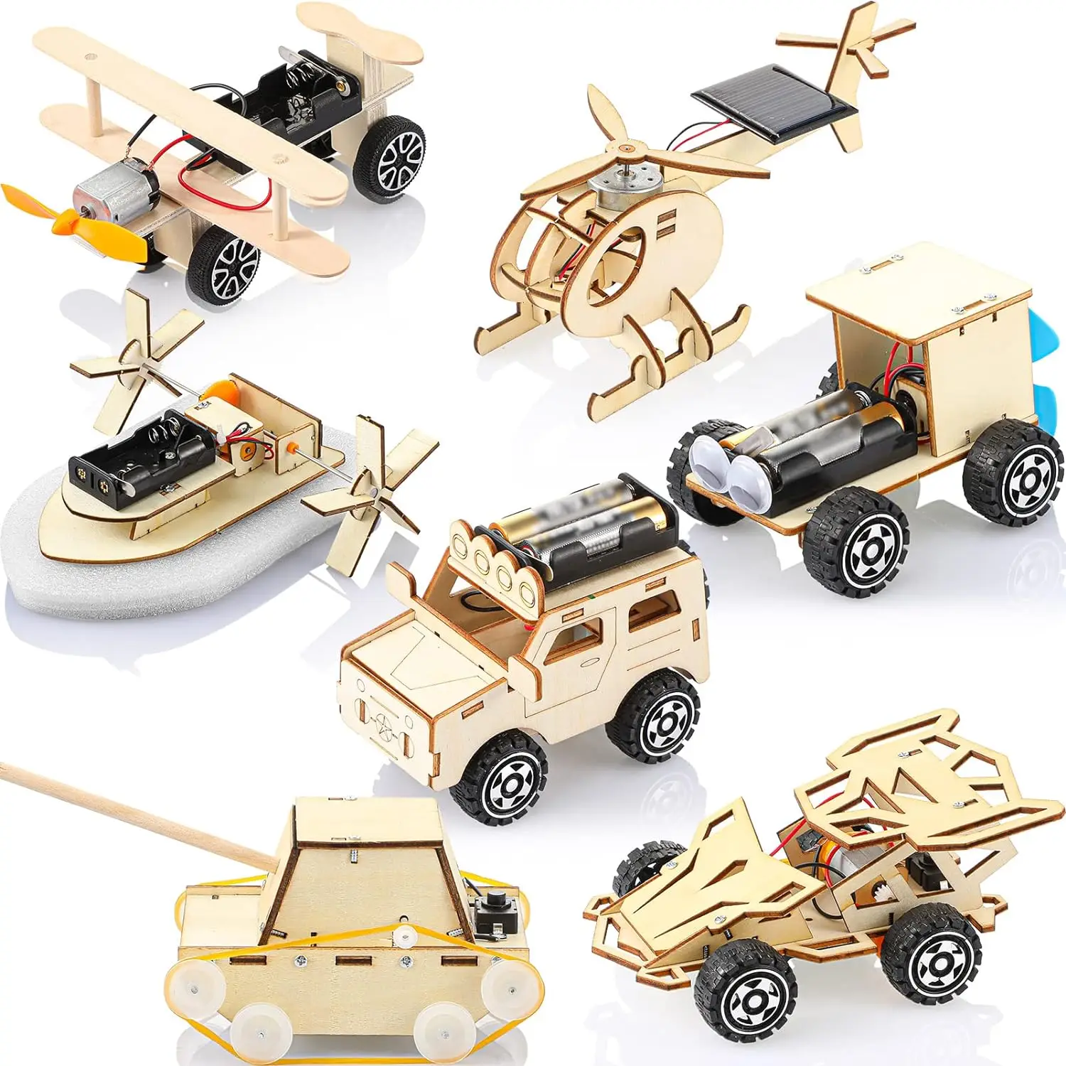 Solar Powered STEM Projects DIY 3D Puzzle Wooden Toy Truck Solar Car Kit Wooden DIY Science Toy for Kids
