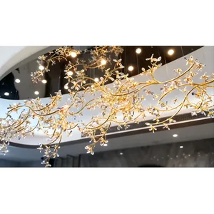 Customization Nordic Custom Crystal Petal Branch  Modern Luxury Led Chandelier Chandelier for Shopping Mall Decor
