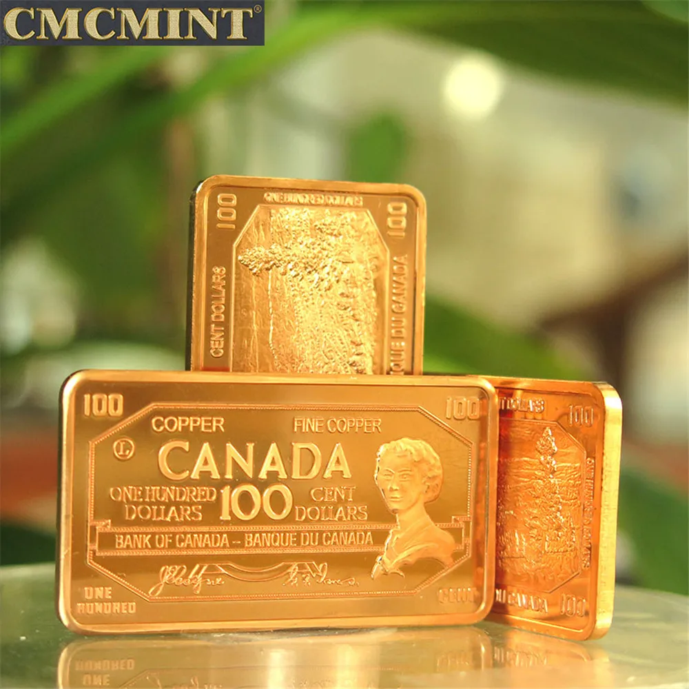 高品质1盎司999精细铜 $100加拿大钞票酒吧硬币与最优惠的价格