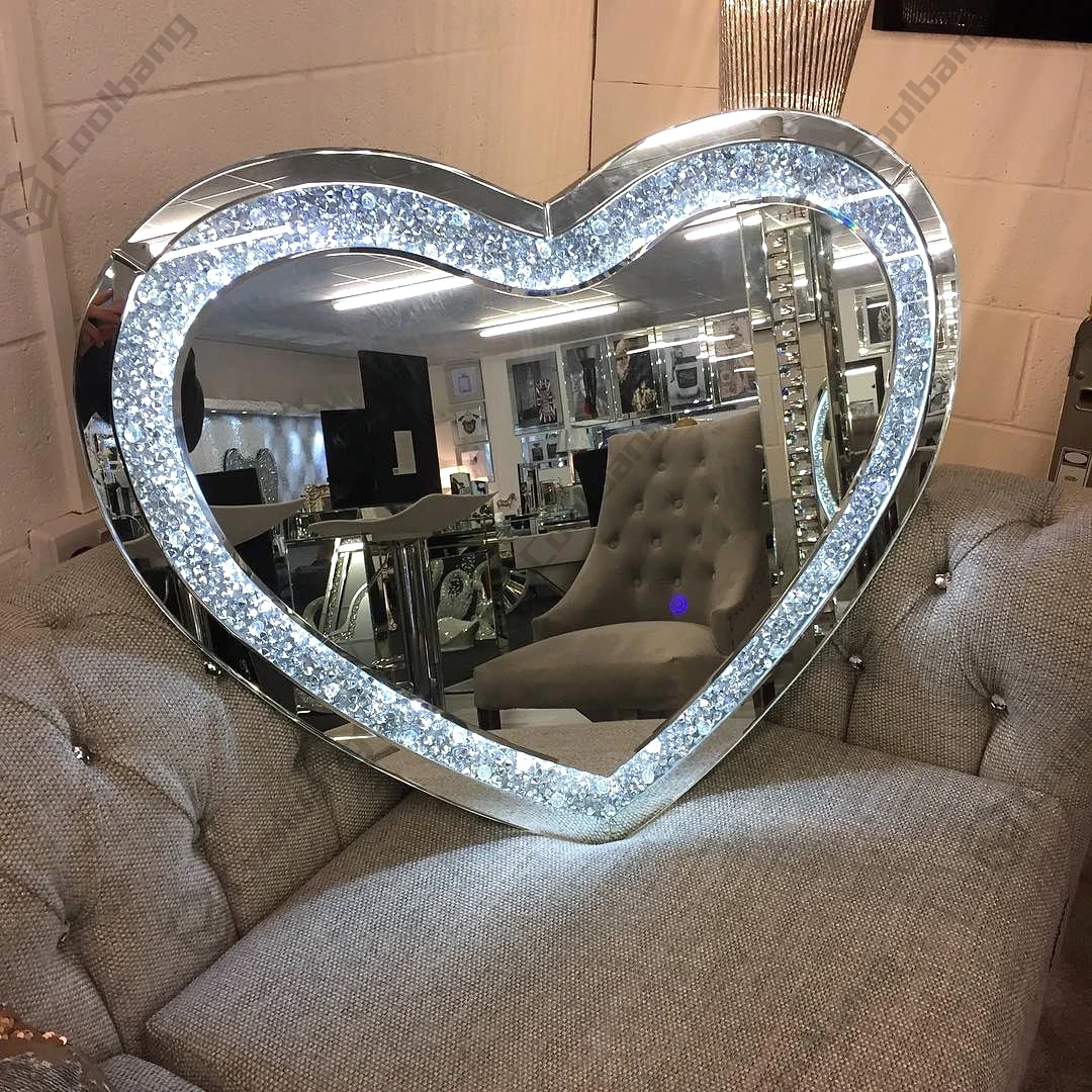 Crush Diamond Silver Wall Mirror Sparkling Glass Mirror Home Living Room  Decor
