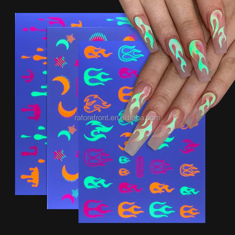 Nail Water Decals Fluorescent Fire Snake Skin Pattern Transfer Sliders Paper  Nail Art Stickers Diy Manicures Wraps - Buy Nail Sticker,3d Nail Art Sticker ,Nail Decals Product on 