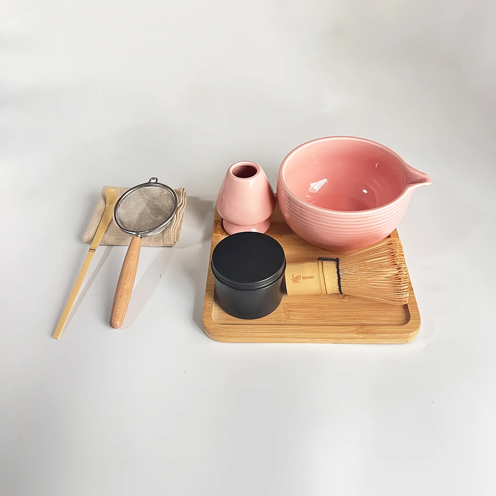 MATCHA まとめ買い ZENRC Matcha Tools Set - Elegant Ceramic Pink Bowl