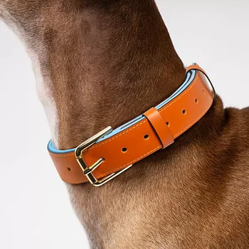 Support Customized Luxury Fashion Waterproof Leather Pet Collar Bowtie Pet Collar Metal Hardware Dog Collar
