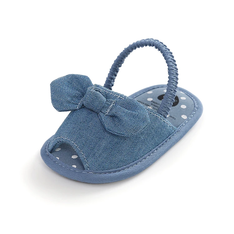 Wholesale Custom trendy Denim baby sandals with Elastic Back Strap  sandals