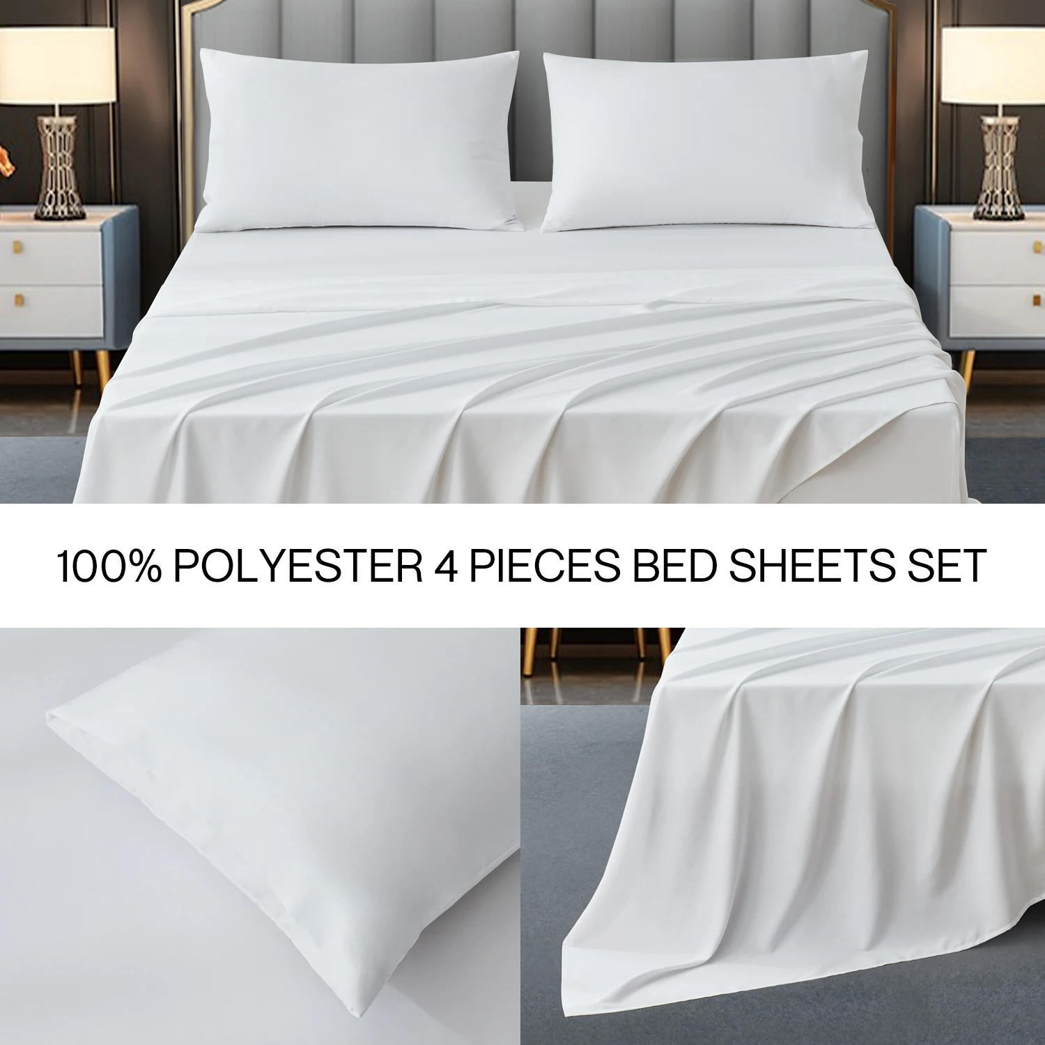 China Home Textile Suppliers Wholesale Fashion Sets Sheets on Bed Sheet 4 Piece Set Solid