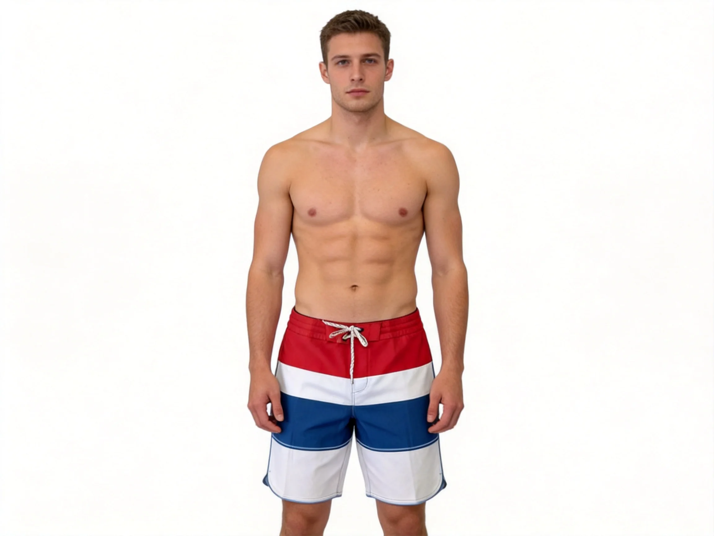 Shorts de plage pour hommes à empiècements contrastés, shorts de bain à séchage rapide avec cordon de serrage, short-bermuda
