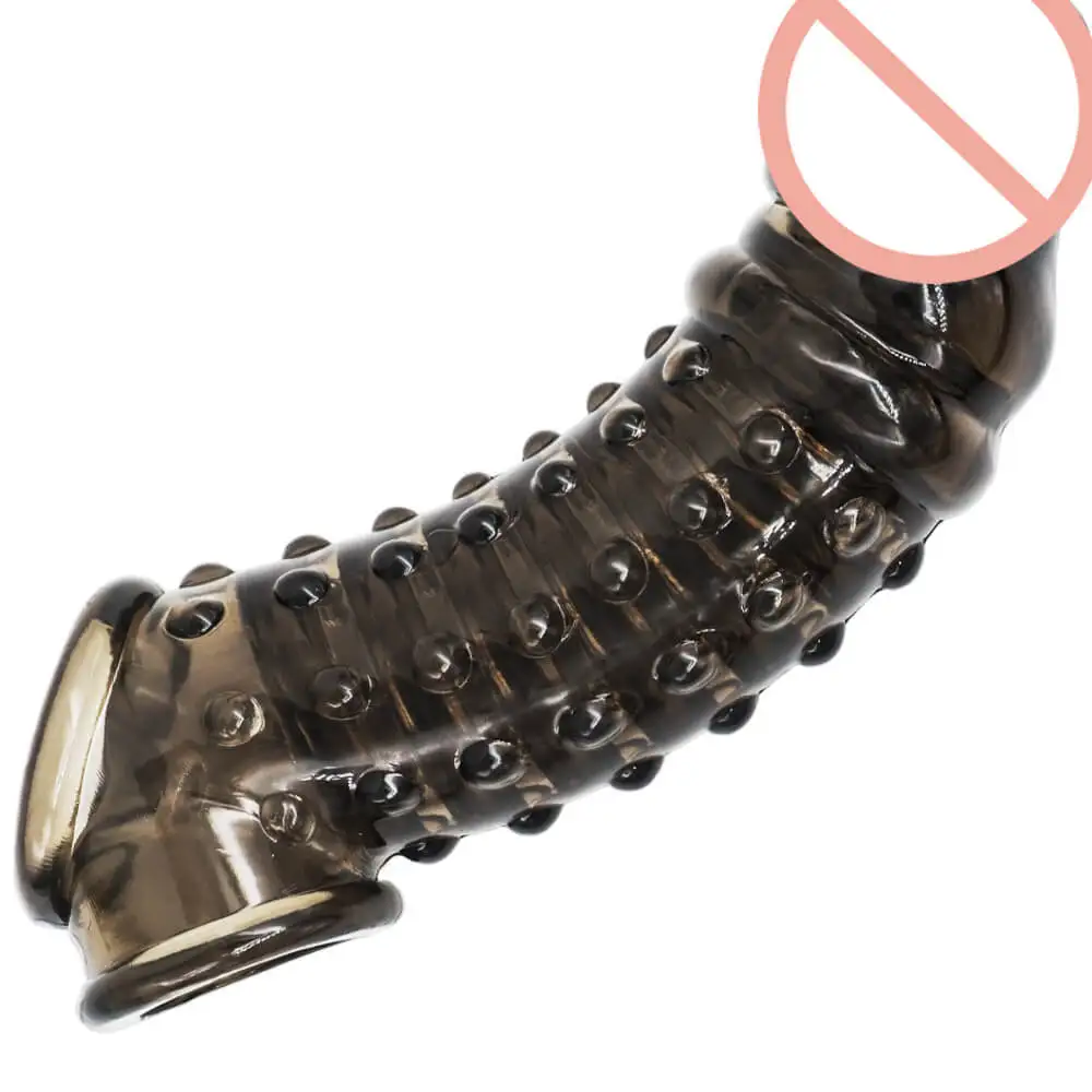 Wholesale  Elastic Reusable Condoms for Men Soft Silicone Penis Extender Sleeve Penis Extension for Man Sex Toys