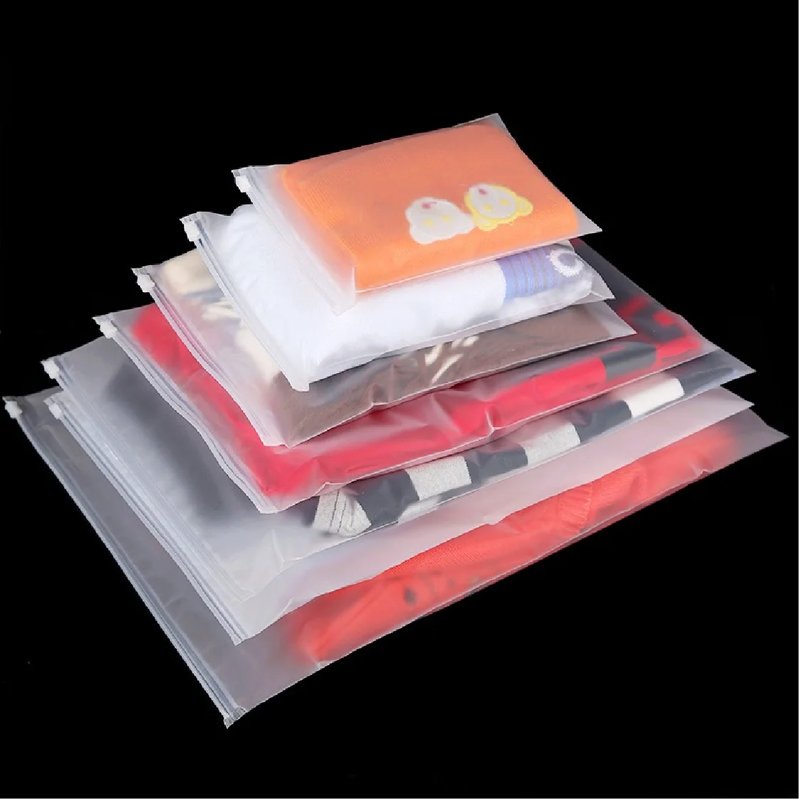 Matte Transparent Zipper Bag, Underwear Clothing Packaging Bag, Children's Clothing Socks, Plastic Self Sealing Bag