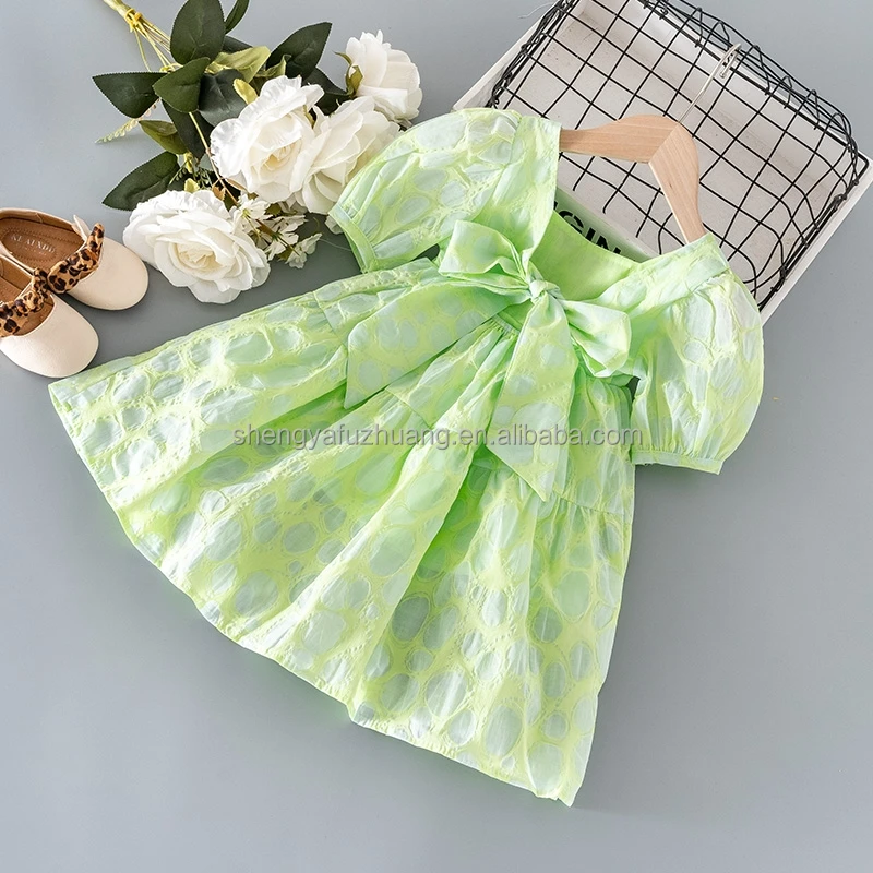 Children's Dress Prints Summer Kids Clothing Girls Party Dress Bow Sets Baby Girl Casual Lace Dress