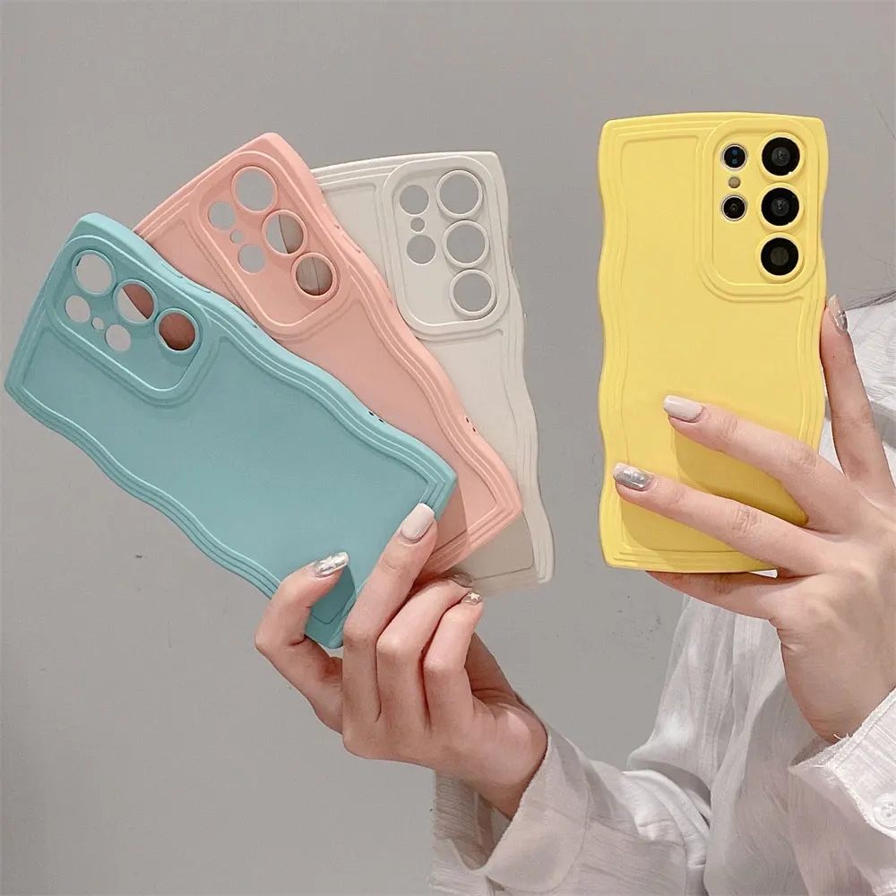 Tpu Phone Case For Samsung A55 54 35 34 25 24 15 14 S24 S23 Ultra Pure Colour Simple Wave Candy Color Cover Sjk406 Laudtec manufacture