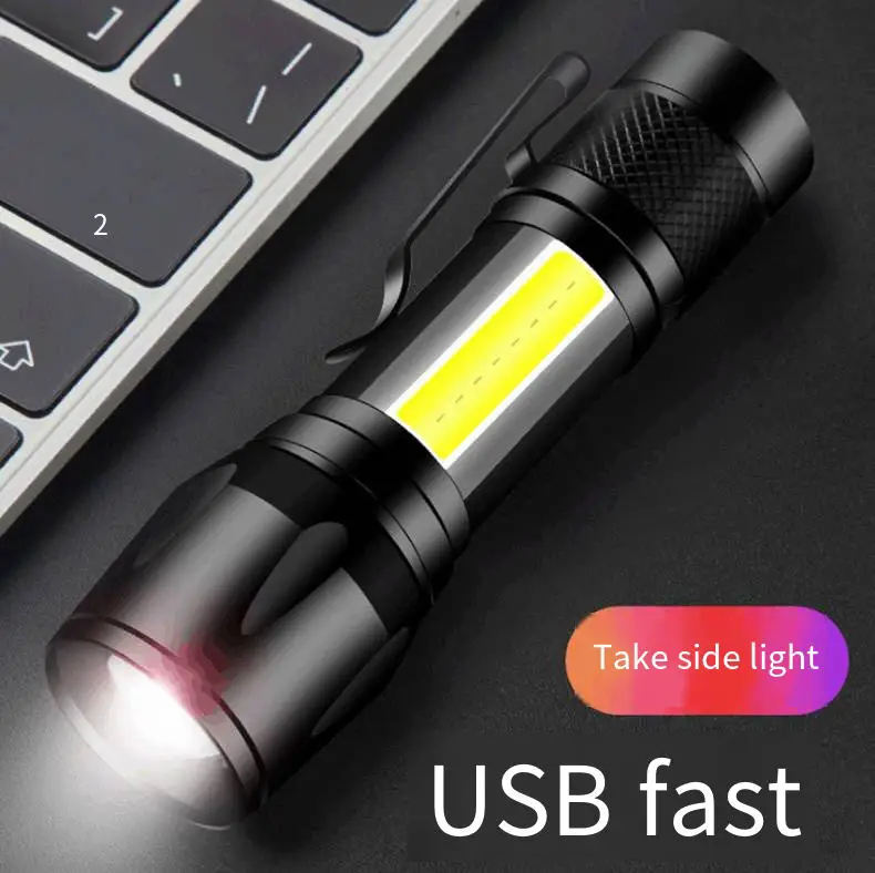 Portable EDC Promotional Rechargeable Super Bright Powerful Mini LED COB Tactical Torch Keychain Self Defense Flashlight manufacture