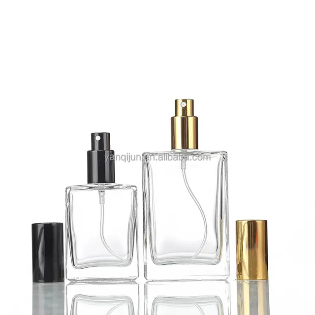 empty spray bottle 30ml 50ml luxury custom new design square glass perfume bottle with mist spray cap