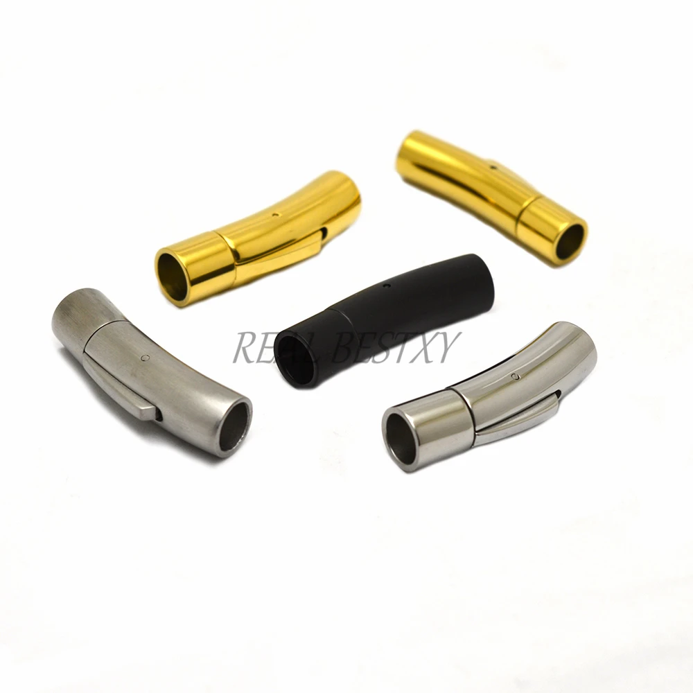 Stainless Steel Curved Bayonet Clasp Fastener PushLock Lace Buckle Leather  Clasps for Bracelet Jewelry Making Accessories